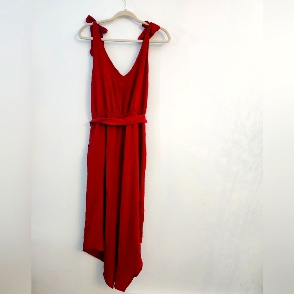 Belongsci Sleeveless Belted V Neck Jumpsuit Large